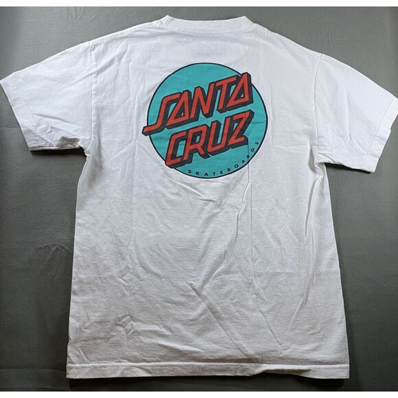 Santa Cruz Shirt Adult Size Small White Dot Logo‎ Skater California Surf Board - Picture 1 of 12